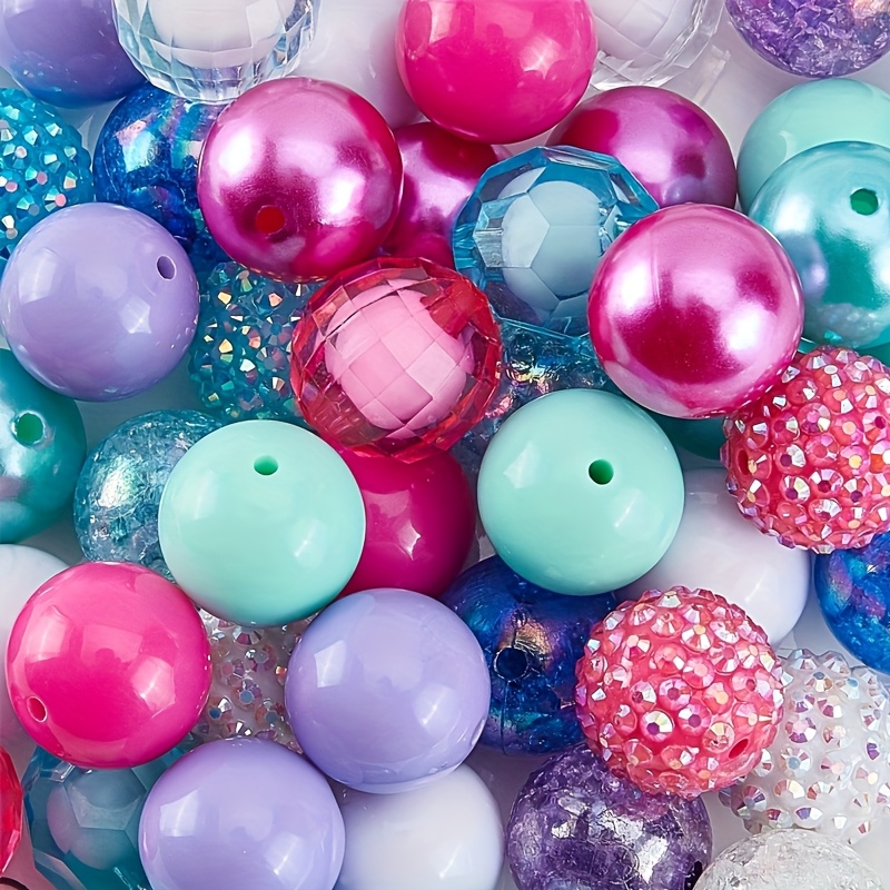 TEMU 50pcs Beads, 20mm Bubblegum Beads Colorful Pen Beads Large Pearl Beads Loose Beads Round Spacer Beads For Jewelry Bracelet Necklace Beaded Pen