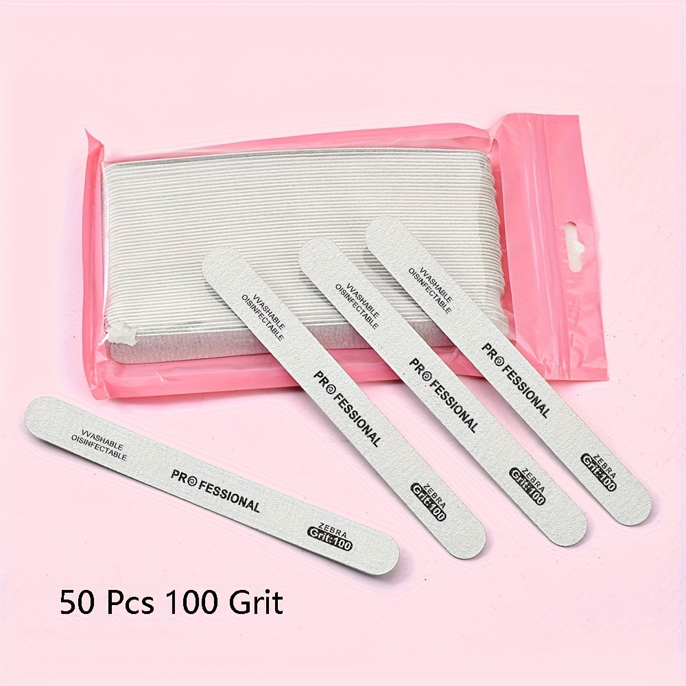 Image of 50pcs Nail File Professional Reusable And Stick Nail Files Replaceable Emery Boards 100 180 Grit Fingernail Files Manicure Tools For Home And Salon Use