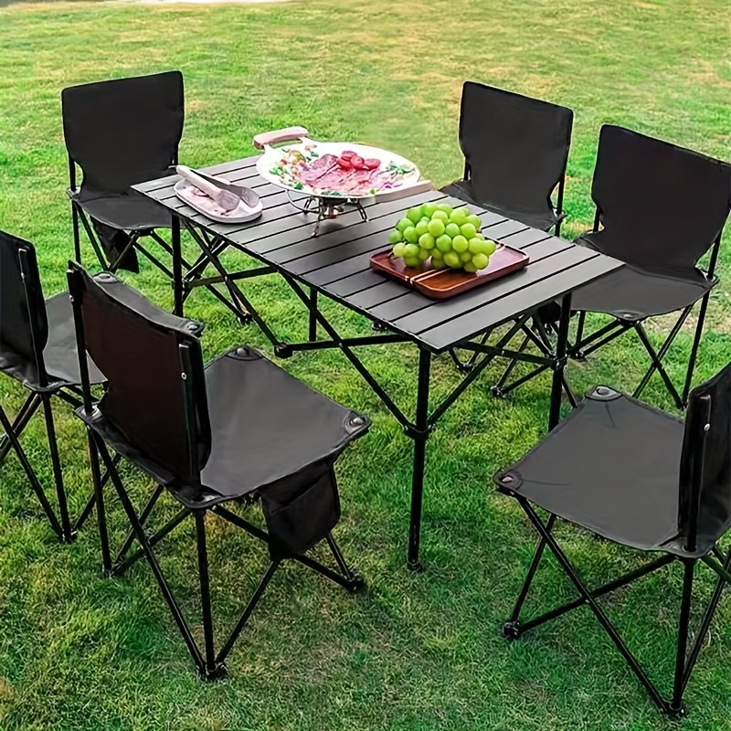 A Complete Set of 6 Chairs And a 120 Cm Long Table for Family Members, Including Q3Y Outdoor Folding Table And Portable Storage Bag for Camping
