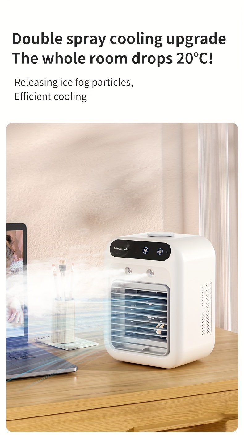 1pc usb charging mini air conditioner fan desktop air cooler rechargeable fan for summer home office details 2