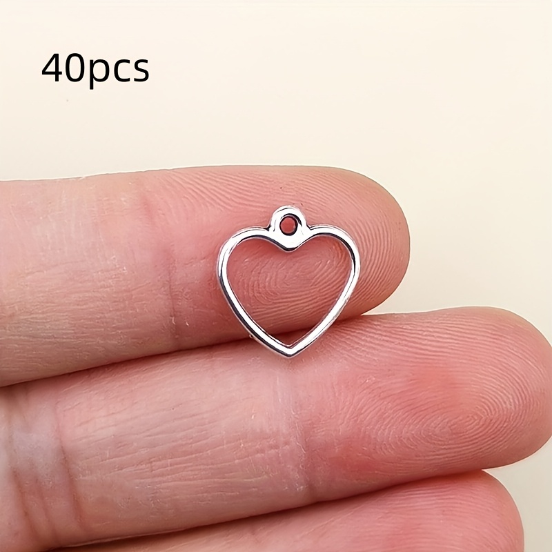 Image of 40pcs Vintage Heart Charms Pendant For Diy Fashion Jewelry Making, Craft Supplies For Bracelets, Necklaces, Earrings Keychains Crafting Accessories