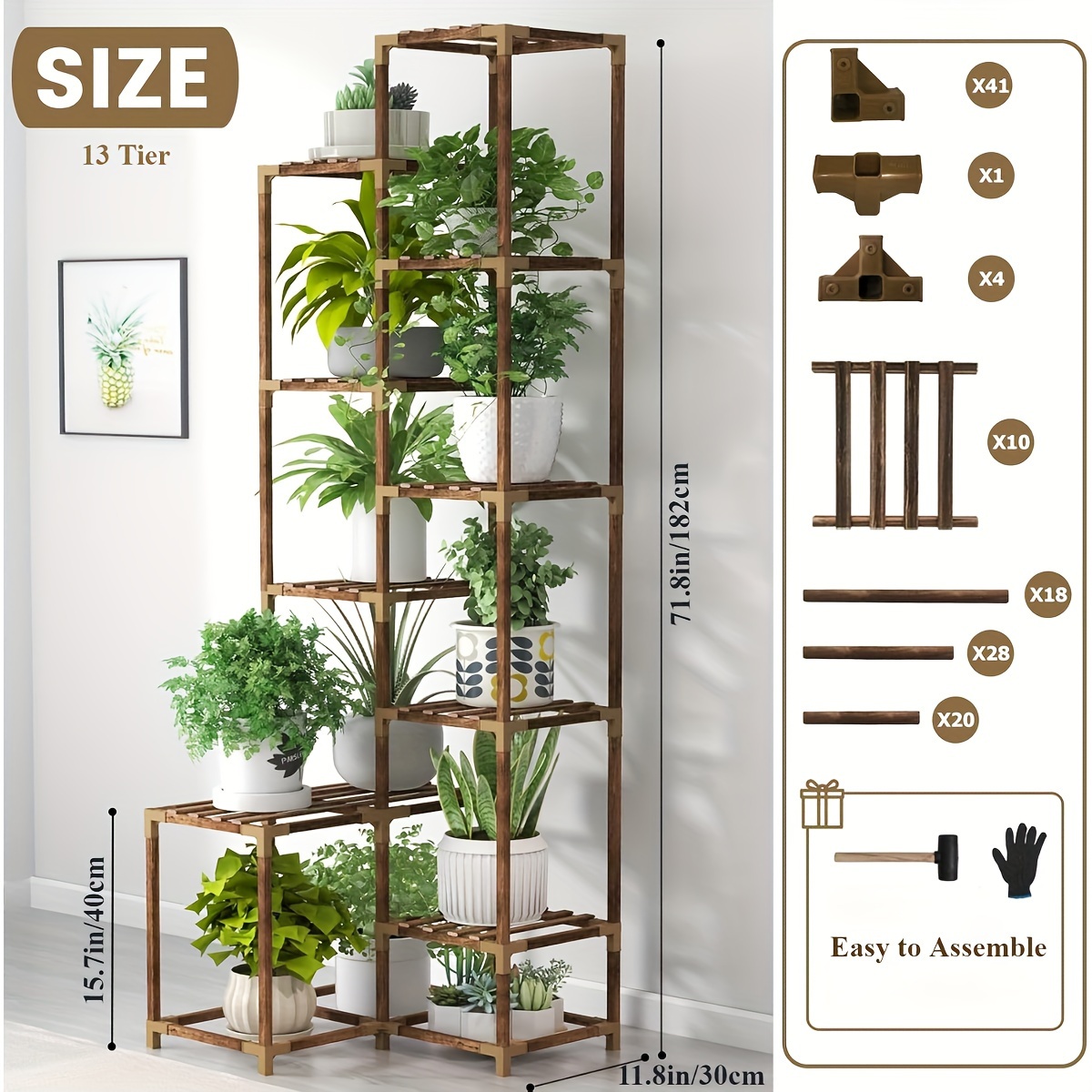corner plant shelf wood plant stand indoor outdoor table - Temu Belgium