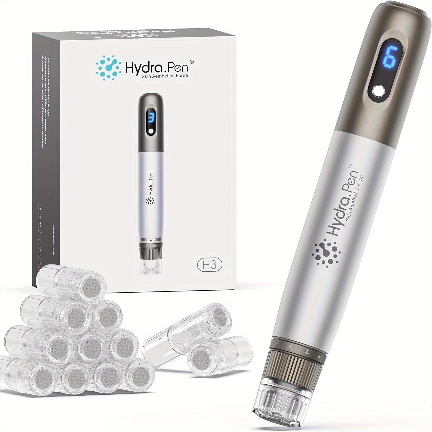 

H3 Pen With 12pcs Round Replacement Cartridges Microneedling Pen: Professional Automatic Serum Wireless Microneedling For & Hair Growth Pen - Wireless Nanocrystalline H2