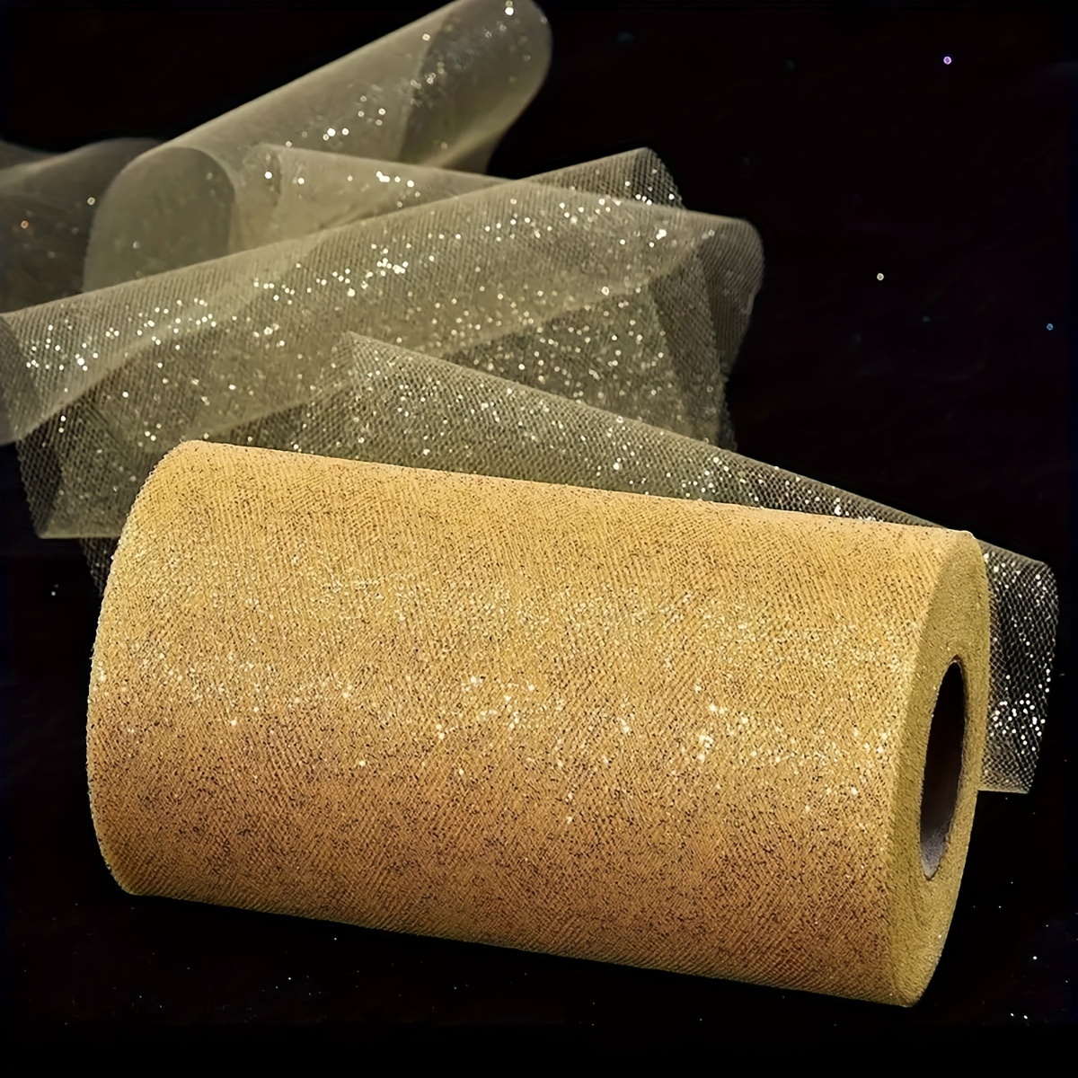 

1pc Golden Mesh Tulle Roll - Doll Tutu Skirts, Party Decorations & Wedding Embellishments