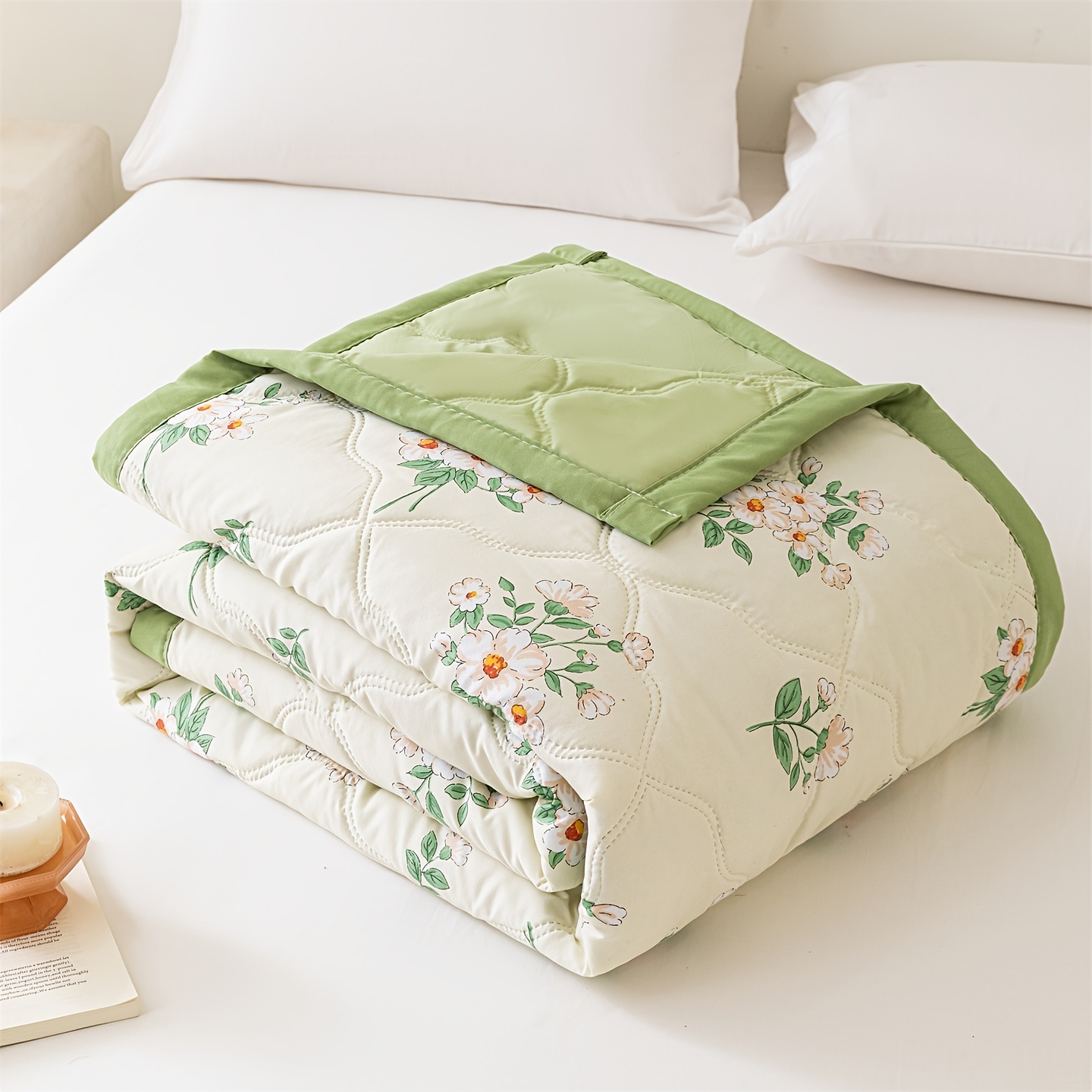 TEMU Floral Summer Lightweight Quilt, Romantic, Gentle Small Floral Print Air Conditioning Quilt, Summer , Combining Appearance , Soft And Breathable