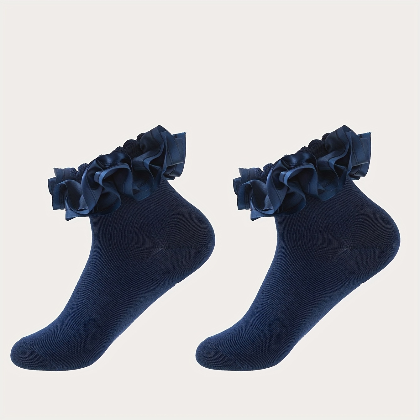 E-shop 1 Paar Damen Elegante Rüschen-Midi-Socken – Ideal für Tanz, Partys, – Einfarbig, Weich, Knitterfrei, Wärmend für kühleres Wetter, Handwäsche,