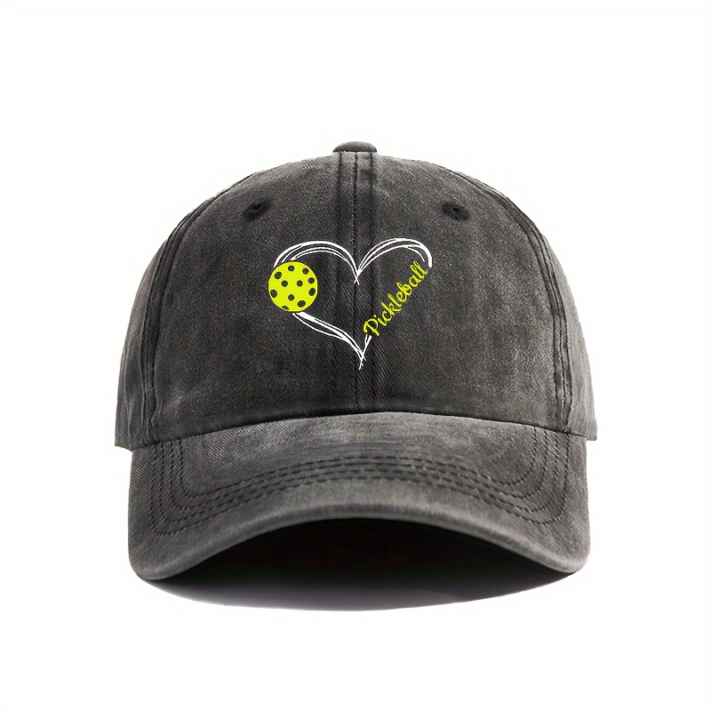 

Vintage Washed Dad Hat With Pick Ball Heart Design, Unisex Baseball Cap, Distressed Peaked Cap, Adjustable Sports Hat