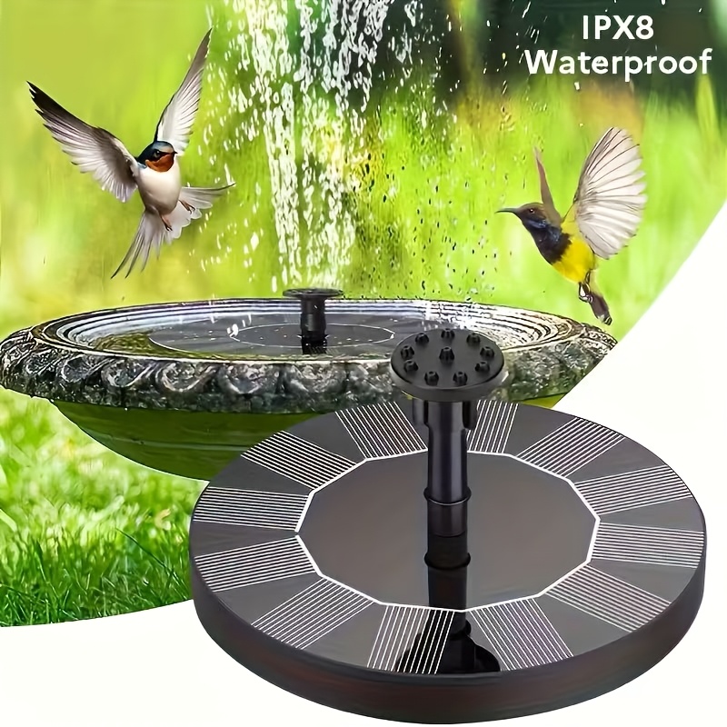item picture   compact solar fountain pump featuring a high quality design and   with six interchangeable nozzles ideal for use as a bird   gardens   aquariums and outdoor decor designed to   the   for easy