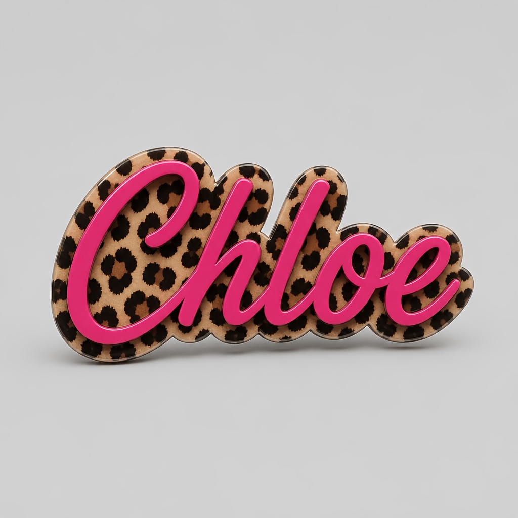 TEMU Custom 3d Acrylic Name Hair Clip, Personalized Leopard Print Aesthetic Barrette, Handcrafted Double-layer Hairpin For Women, Accessory Gift, 1pc