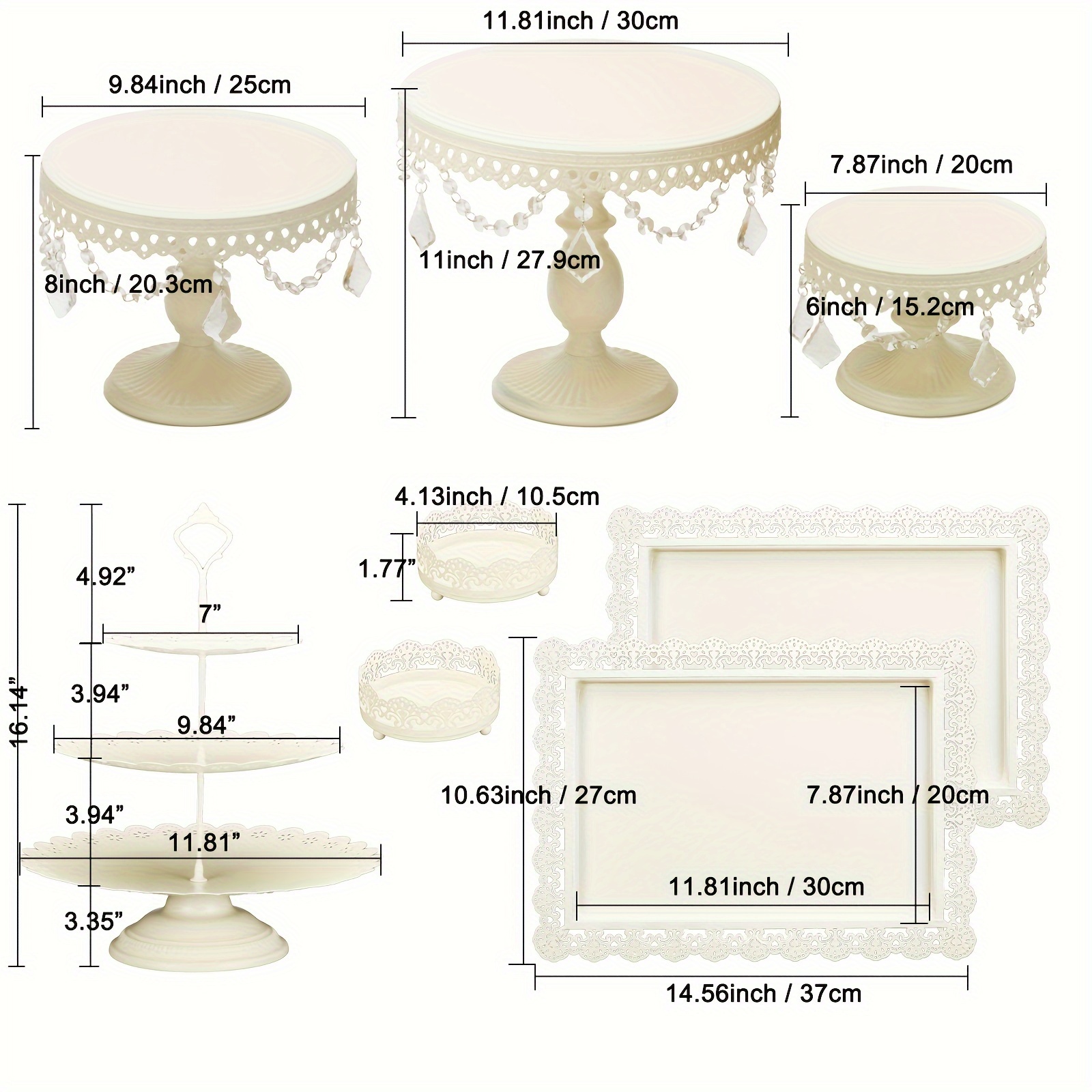 TEMU Vilavita Set Of 8pcs Stand Pendant Decoration Small Display Set, Table Round Metal For Displaying Table For Decor (", 6", 8" 10")