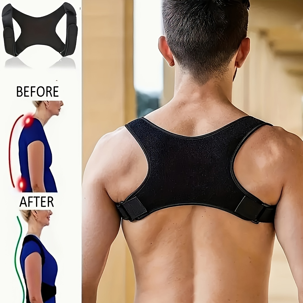 Cinturón corrector de postura ajustable - Soporte ergonómico de la columna cervical, diseño de malla transpirable, no necesita energía, tamaño único que se adapta a todos para uso diario y espalda, cinturón corrector de postura, cinturón cómodo, cinturón seguro