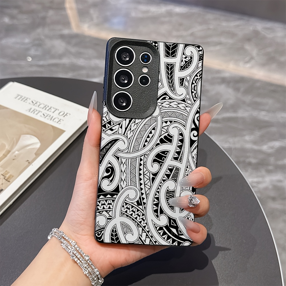 TEMU Phone Case: Maori Traditional Pattern Phone Case Suitable For Galaxy S25 S24 S23 S22 S21 S20 Fe 4g 5g Anti Fall Soft Tpu Back Cover