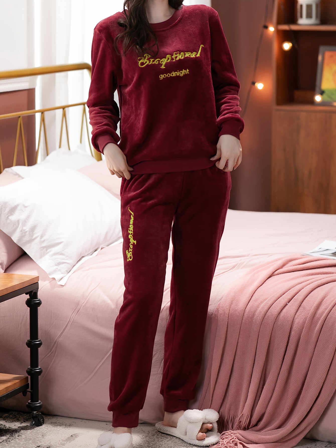 pijamas mujer franela gruesa otoño invierno estilo Temu Ecuador