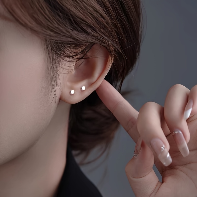 Women's Stainless Steel Square Stud Earrings Minimalist Bohemian Style
