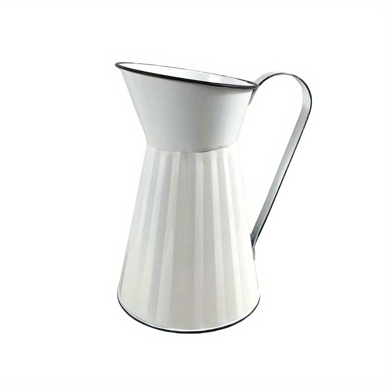 E-shop Weiße Vase in Form Wasserkochers aus Eisen, großvolumiges Arrangement für frische Blumen, Blumenvasen, Dekorationsartikel für Balkon Wohnzimmer
