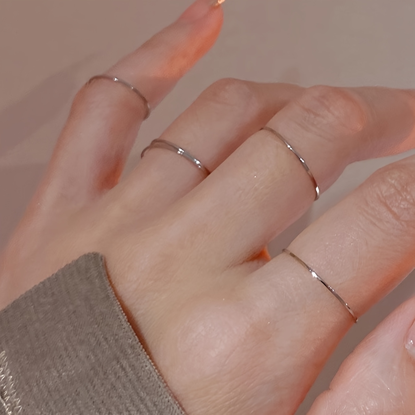 5pcs Minimalist Stainless Steel Stacked Ring Set