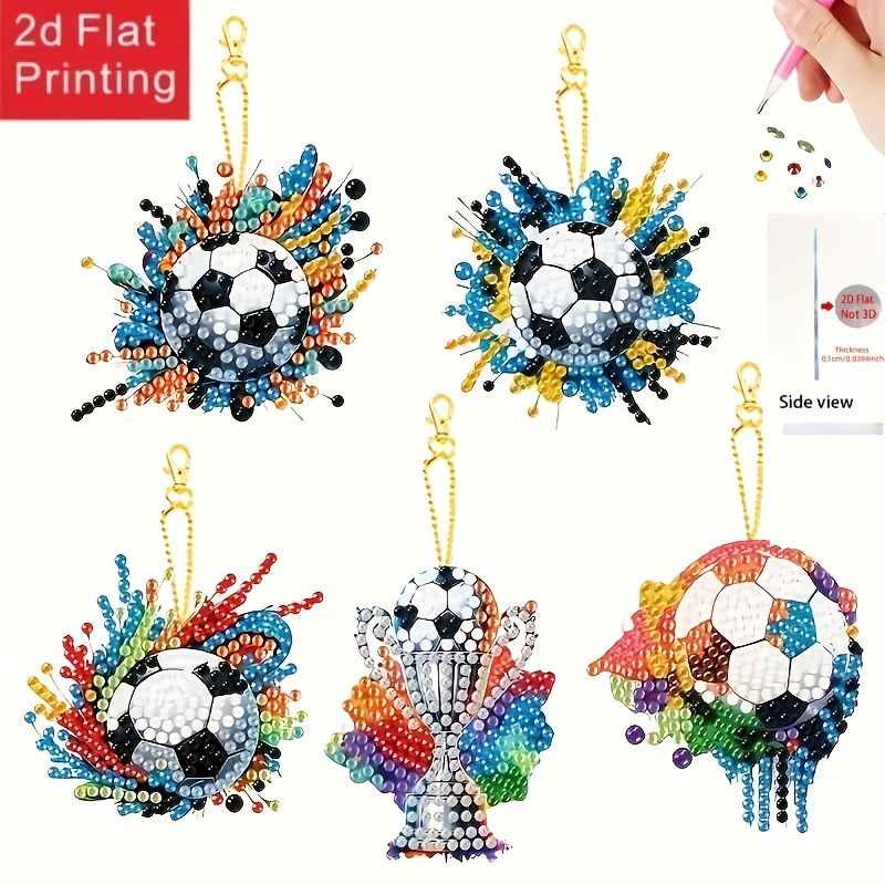 E-shop 2D/Flach 5-teiliges Diamant Malerei Schlüsselanhänger Set - Lebendige, doppelseitige, handgefertigte Diamanten mit einzigartigen Formen - für ,