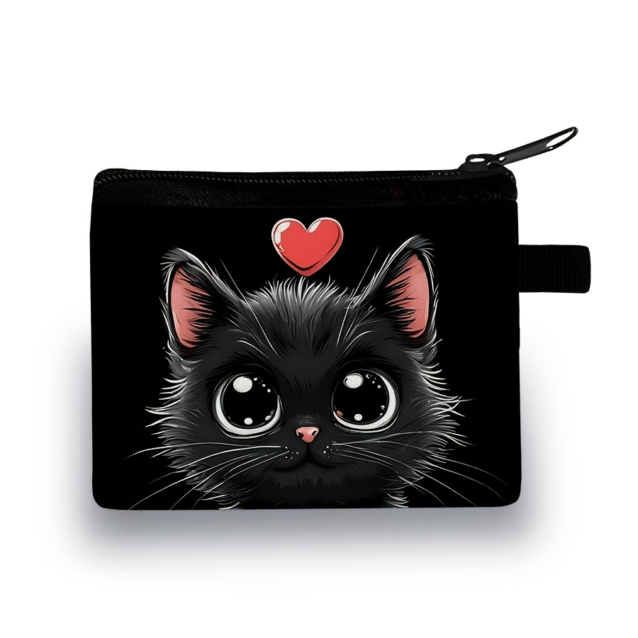 TEMU 1pc Cat Coin Purse, Made From With A Zip Closure, Lightweight And Durable