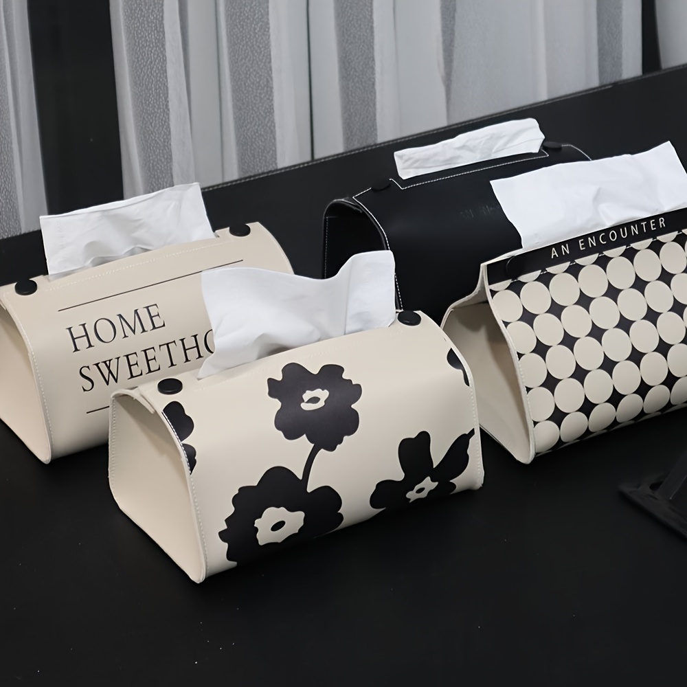 doméstico creativo Decoración papel Caja sala de estar escritorio lujo  ligero cuero PU Caja para pañuelos papel Bolso vacío, Mode de Mujer