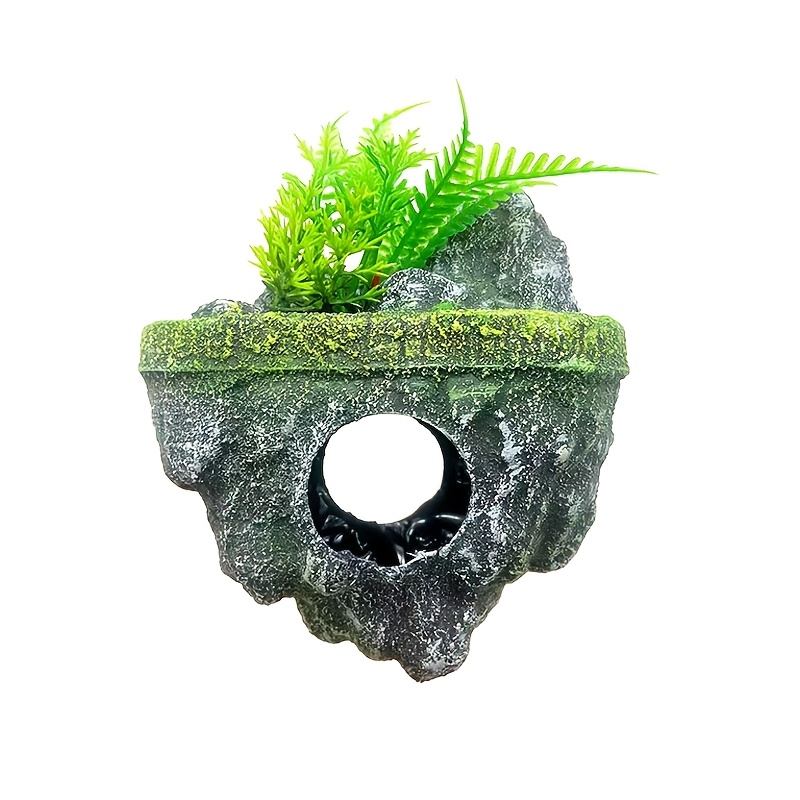 TEMU Plastic Fish Decoration - Artificial Island Ecological Scenery Ledge With Cave For Aquatic Pets, Vibrant Rainbow Gradient Design, Provides Shelter And Adds To Your Fish , Aquarium Decorations