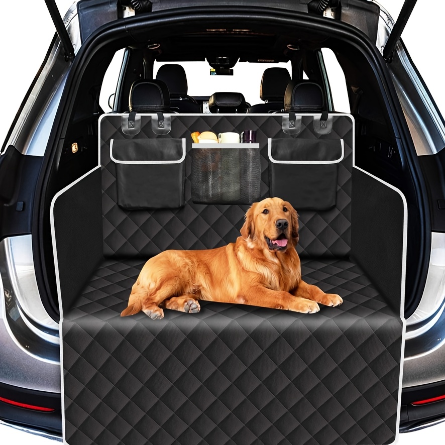 

High Durability Polyester Car Trunk Pet Seat Cover With Storage Pockets, Protective Nonslip Vehicle Cargo Liner For Dogs