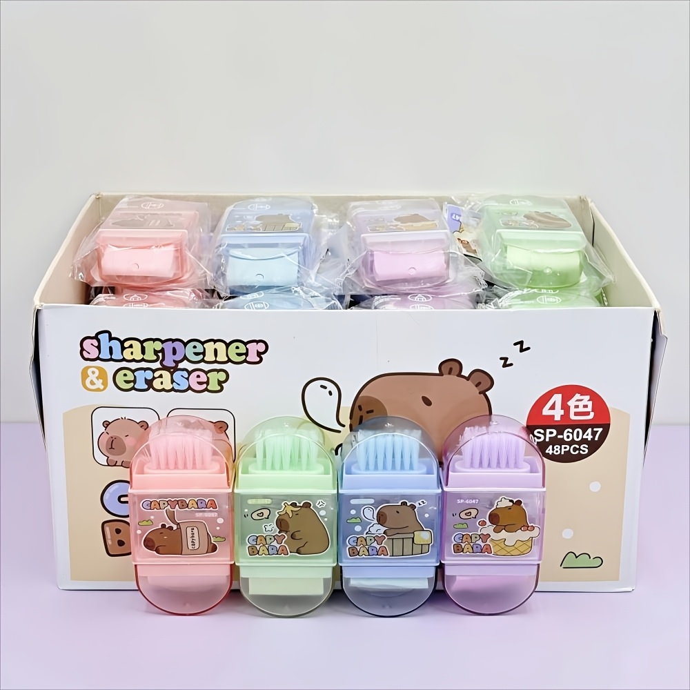 

1pc Capybara 3-in-1 Pencil Sharpener & Eraser, Synthetic Rubber, Novelty Stationery Gift, Random Color