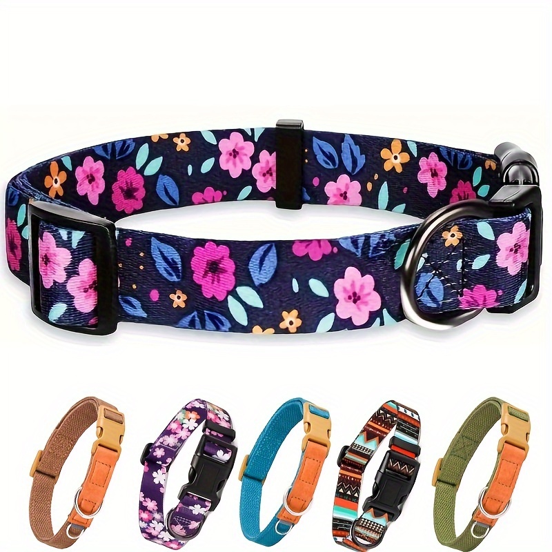 

Floral Print Adjustable Dog Collar - Soft Polyester, Cute & Comfortable For Large Breeds