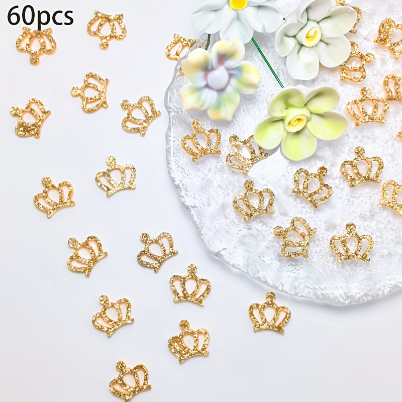 20/60pcs Mixed Color Golden And Silvery Crowns, Handmade Diy Materials For Home Decor, Parties, Festivals, Clothing, Backpack Accessories, Patches