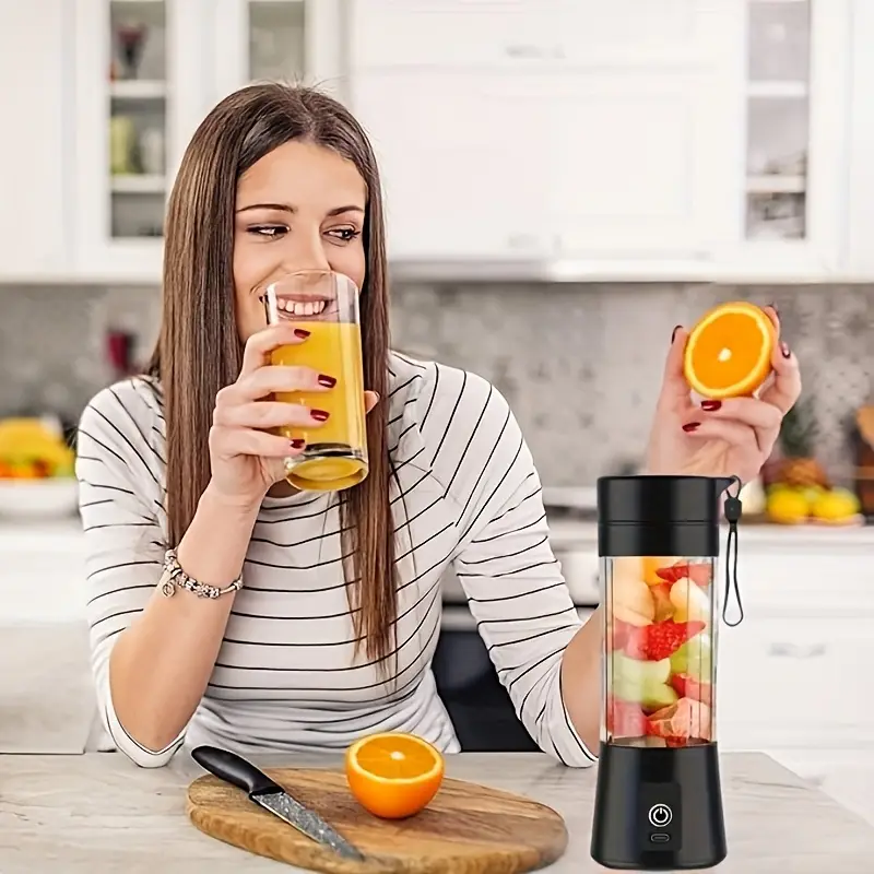 1pc licuadora portátil, 0.4l usb recargable hacedor de batidos con taza desmontable, base antideslizante, control de , cuerpo de plástico de grado alimenticio abs, batería de polímero de litio de 2000mah - ideal para batidos, shakes y jugos detalles 8
