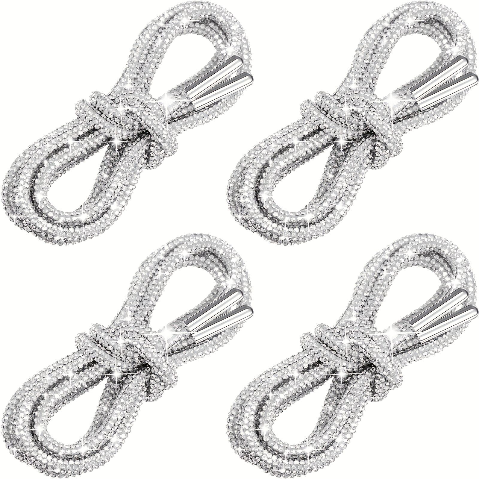 TEMU 4pcs Heavy Duty Shoelaces With Metal Rings, Shiny Decorative Laces Fit Sneakers, Knee-high Boots, Hoodies, And Pants. Lightweight Durable, 0