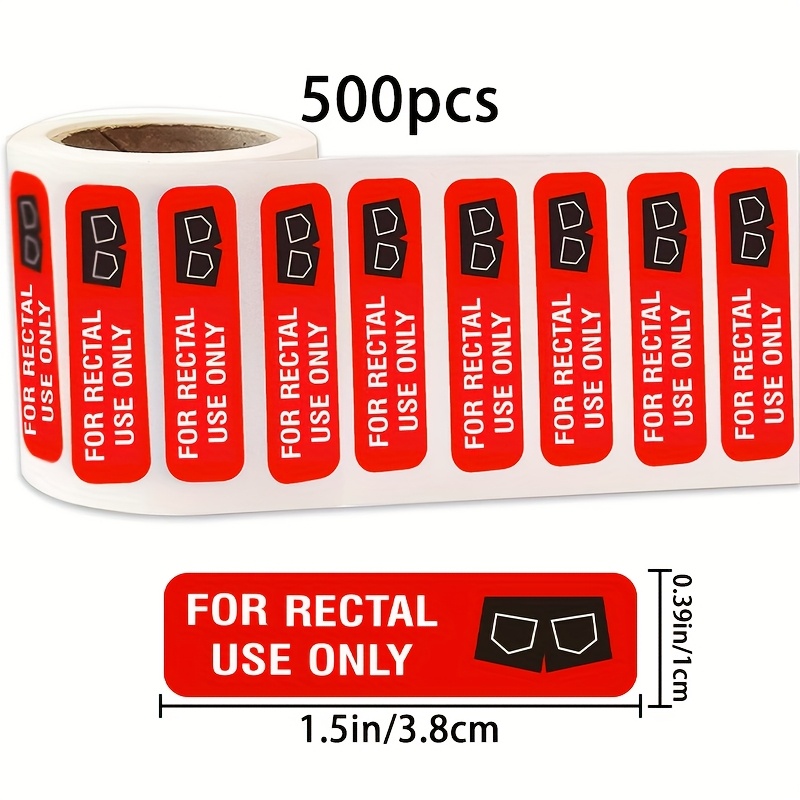 500pcs 0.39*1.5in Red "for Rectal Use Only" Prank Marker Decorative Label Stickers