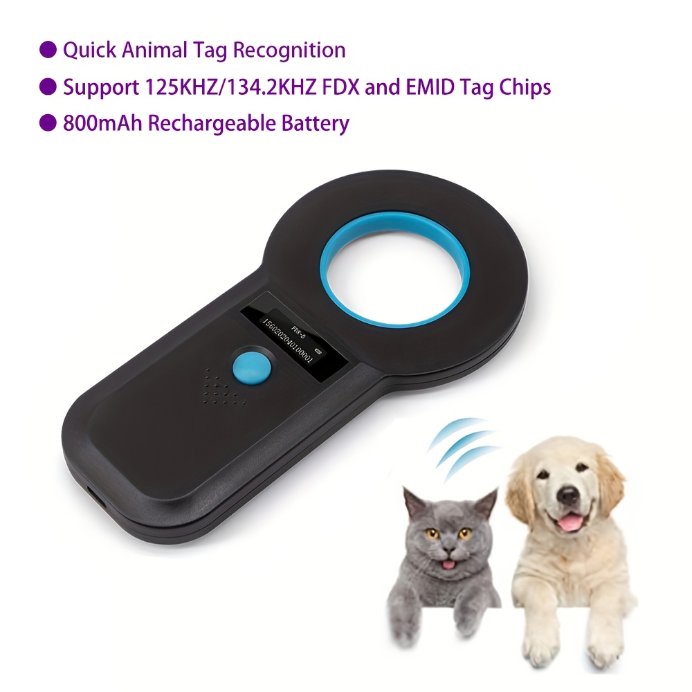 1pc Animal Tag Reader RFID Reader Animal Chip Scanner Pet Chip Reader Ear Tag Scanner Animal Tag Card Reader Dog Cat Cow Sheep Pet Identity Recognition Device