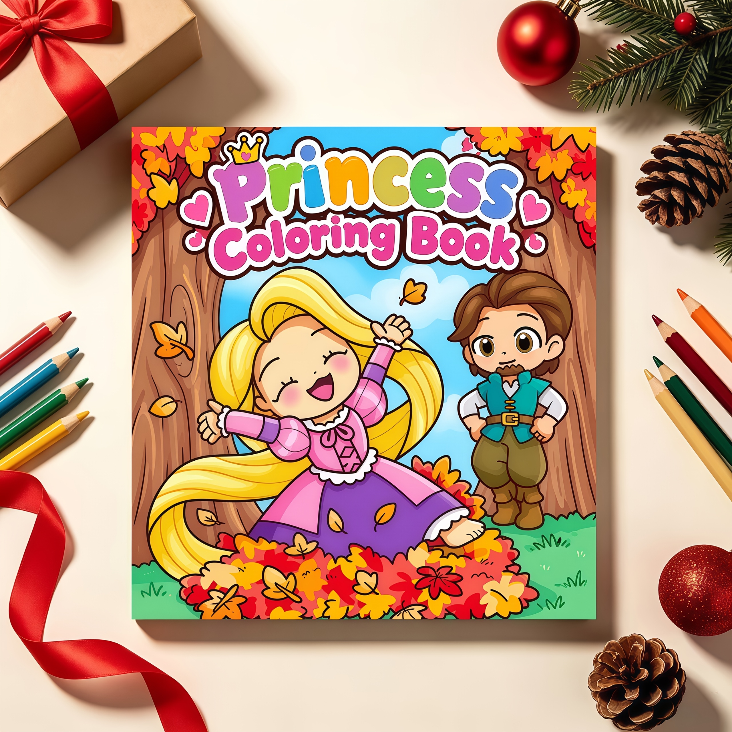 TEMU 1 Livre de Coloriage Princesse de de , Temps d'Automne, 24 Pages avec Motif Simple Face, Aide à Développer la Motricité Fine et la des Couleurs,