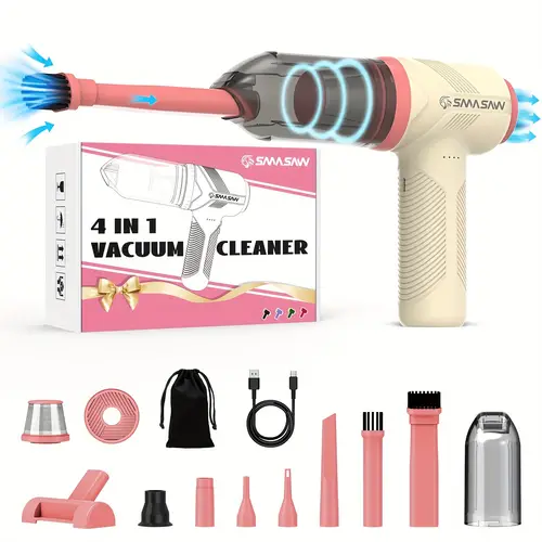 8 in 1 small car vacuum cleaner high power suction up to 30000pa home and car vacuum cleaner carpet and pet hair hair dusting paper towelswomen wife mom gifts for mothers day pink car accessories for men women