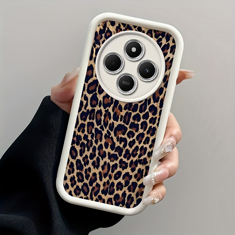 TEMU Fundas para teléfono de de leopardo vintage para Redmi 14C, cubierta trasera flexible TPU resistente a golpes con protección completa para