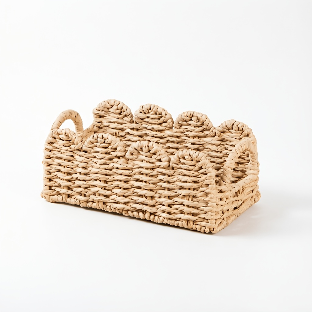 TEMU New Scalloped Edge Paper Rope Storage Basket, Shelf Baskets