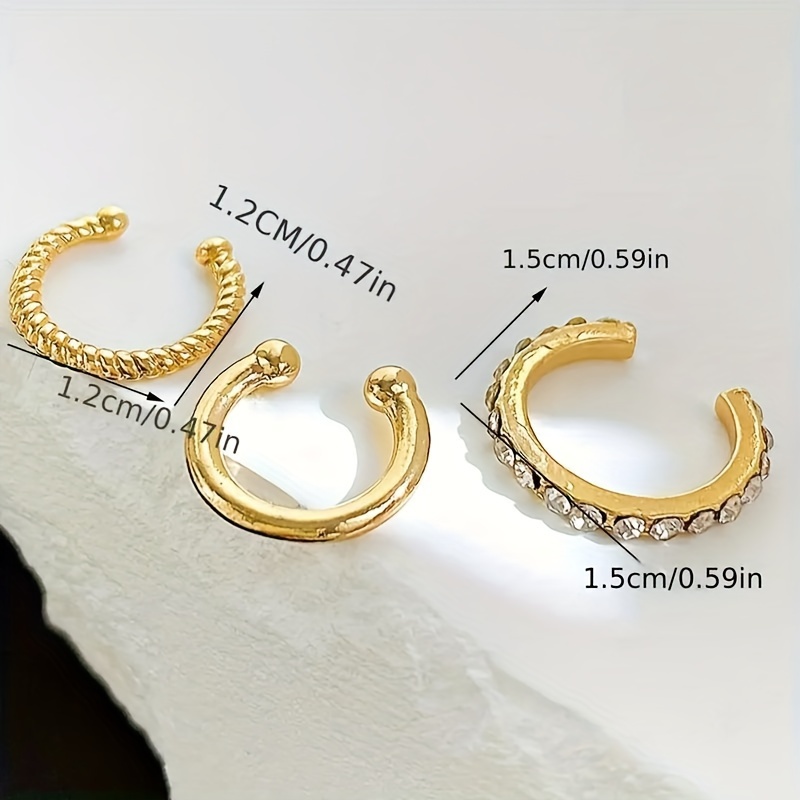 3pcs Sparkling Rhinestone Ear Cuffs, Stylish Accessories