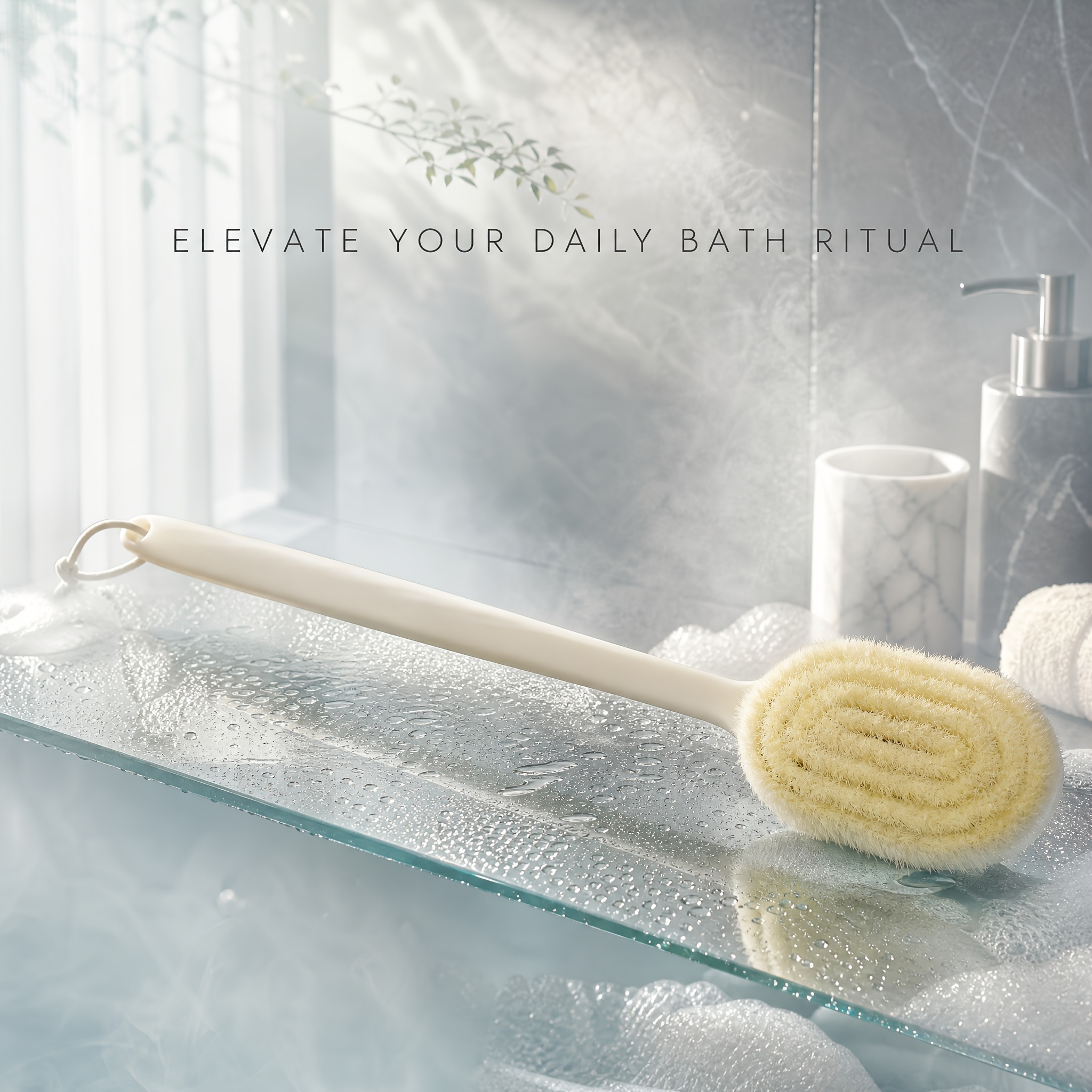 TEMU Brosse de bain et de corps de 17,72 pouces - Brosse de bain et de douche à long manche, adaptée à un et en spa