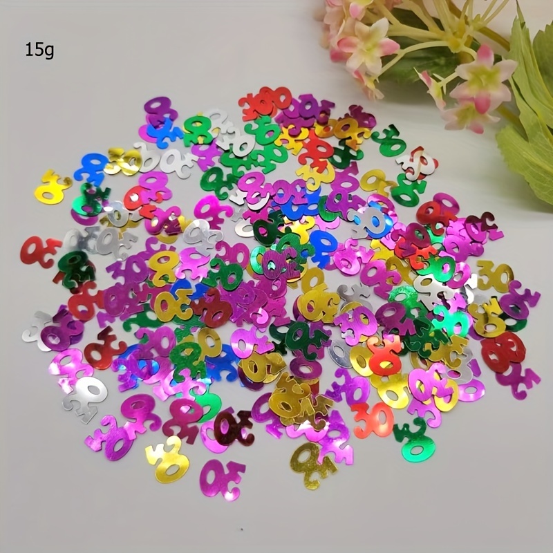 15g Of Colorful Sequins With 30 For A Happy 30th Anniversary Party Decoration, For Christmas, Halloween