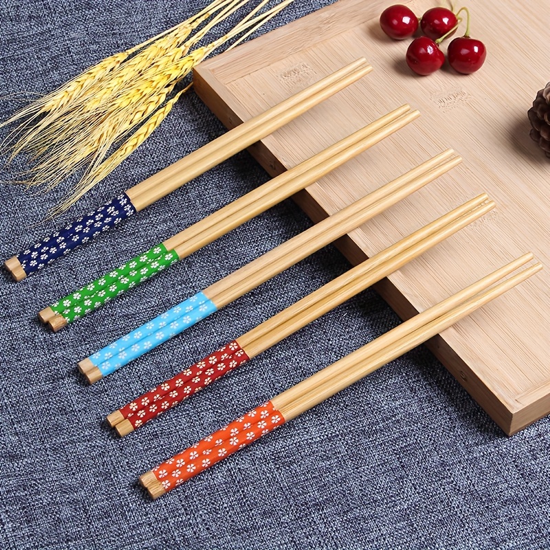 

5 Pairs Colorful Floral Bamboo Chopsticks, Reusable Sushi & Ramen Sticks, Multicolor Household Restaurant Dining Utensils, Ideal For Family Gatherings & Festive Gifts