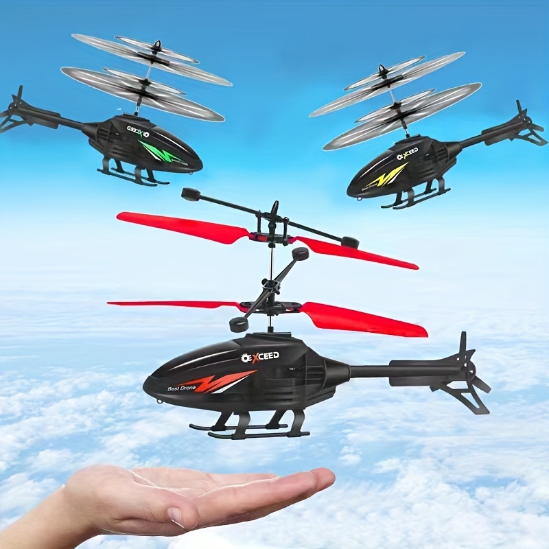 

Led-lit Induction Helicopter Toy For - Floating, Plastic Novelty Gift In Red/green/yellow