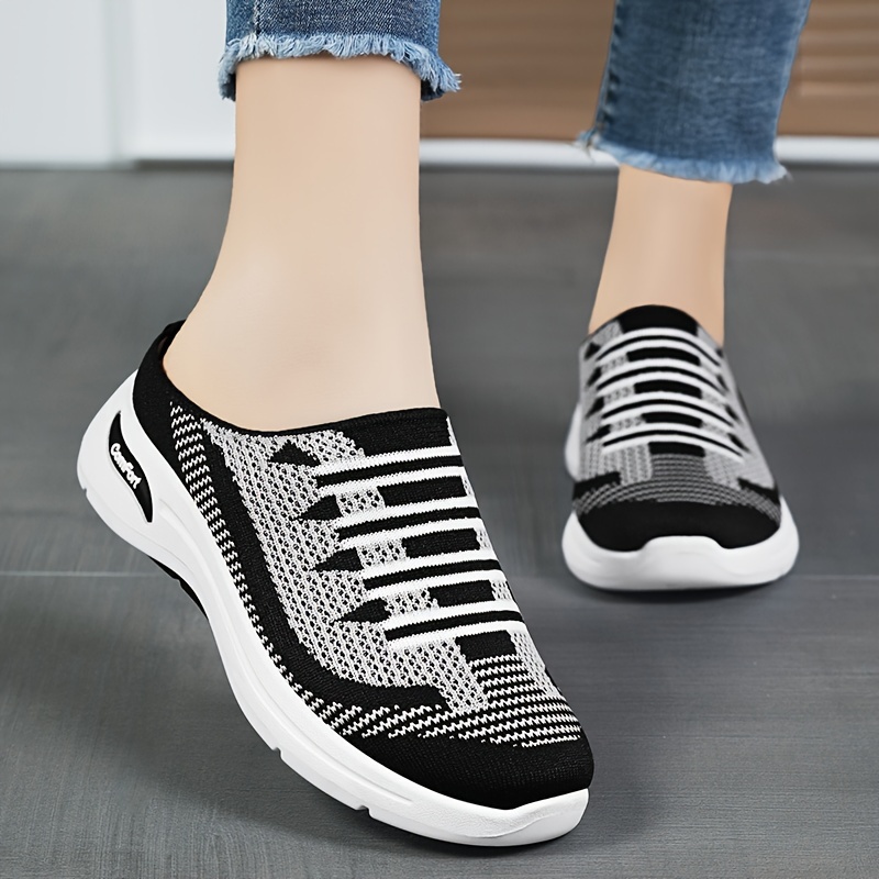 womens breathable knit mule sneakers casual summer shoes Temu Saudi Arabia