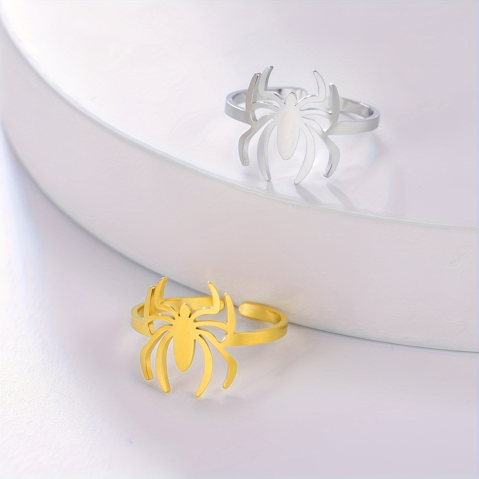 

1pc Steel Cut Spider Animal Ring Adjustable Size Men's And Women's Role Playing Jewelry Gift