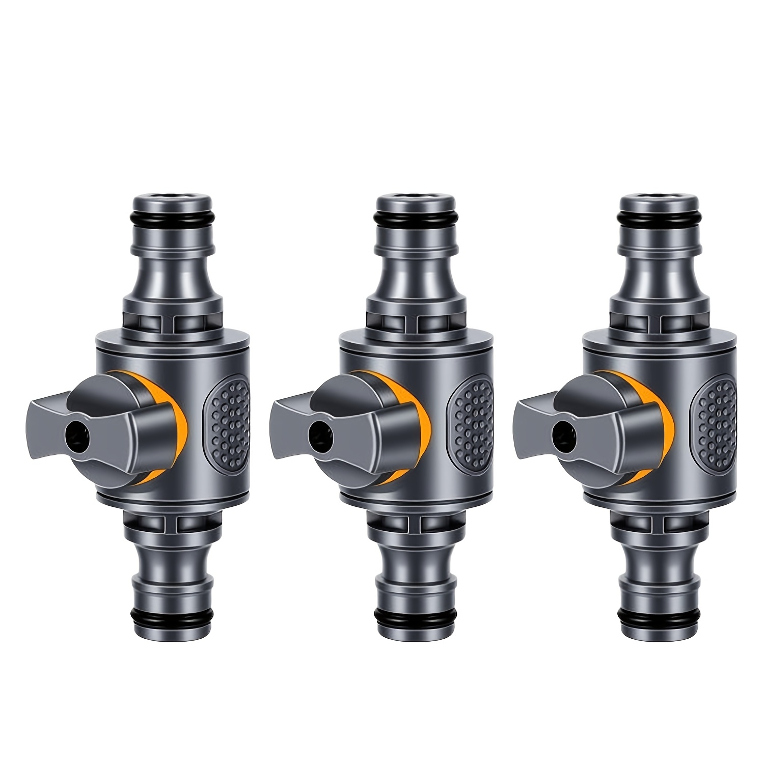 Image of Set Of 3 Dual Quick Connect Hose Adapters, , Water-controlled Faucet Splitter, Pipe Connector, Garden Watering Quick Connect Adapter With Shut-off Valves