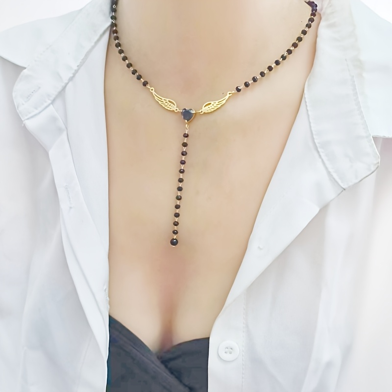 Gold-Plated Heart-Shaped Y-Shaped Necklace for Women