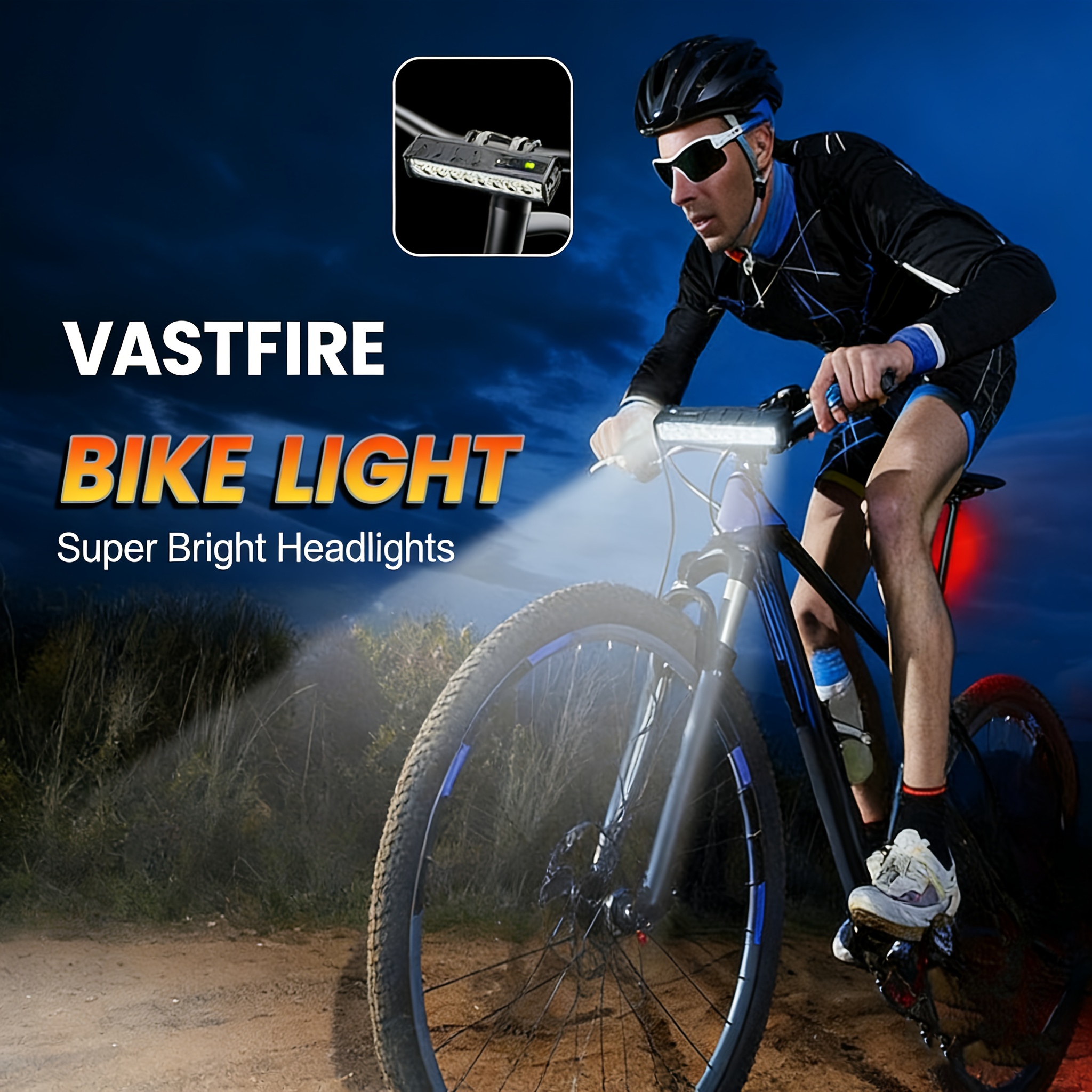 De VASTFIRE 17 LED fietslamp biedt een indrukwekkende 25500 lumen, wat een uitzonderlijke helderheid biedt voor het fietsen 's nachts. Deze USB oplaadbare aluminiumlegering lamp heeft een 180° breed straalveld en een digitale vermogensweergave.
