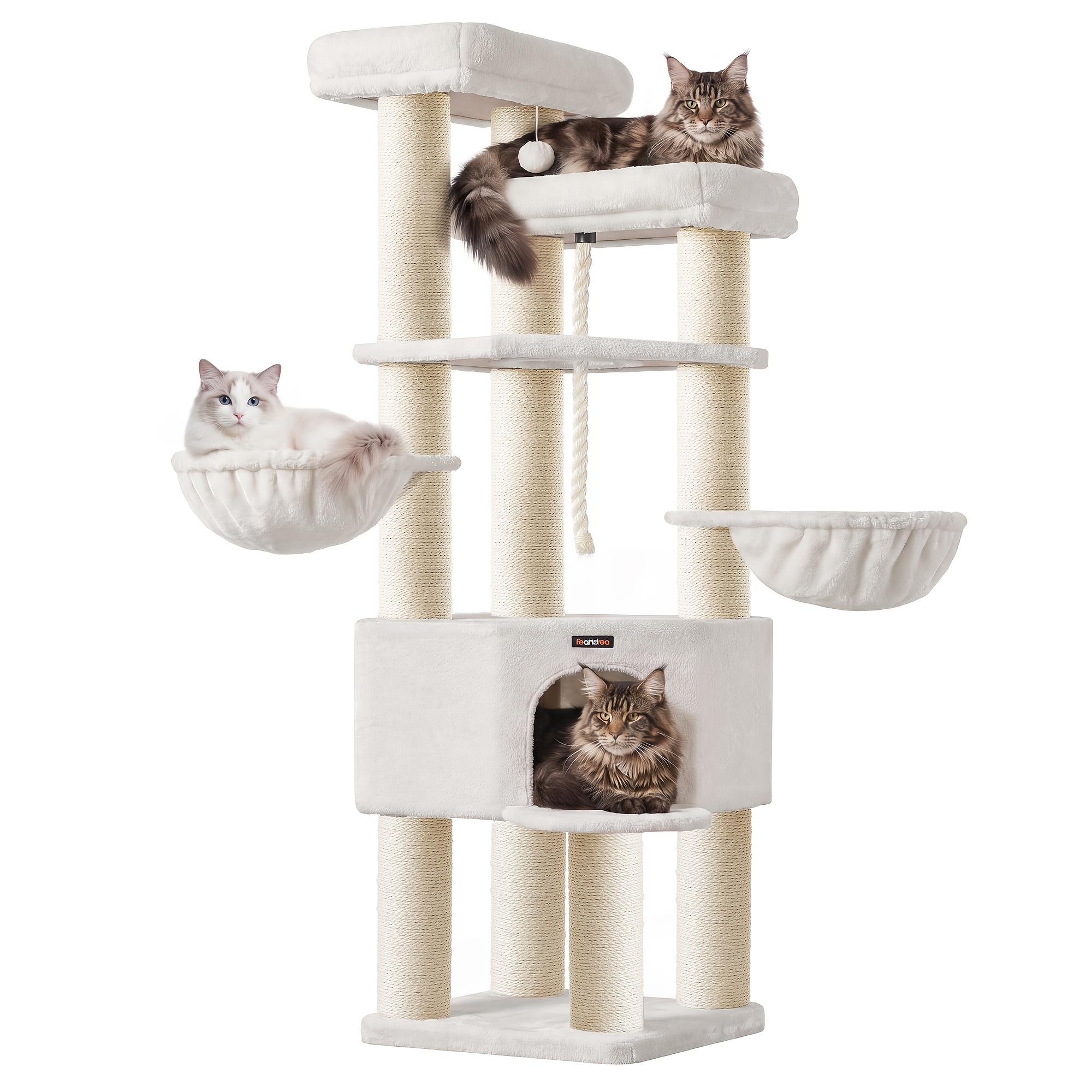 Image of For Large Scratching Post, Multi-story Cat Tree, Xxl, 55 X 55 X 186.7 Cm, 11 Cm Thick Sisal Posts, For Large Cats Like Maine Coon