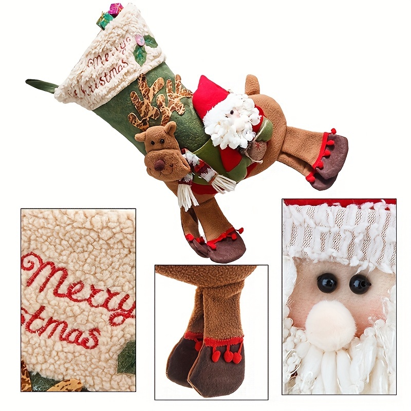 Large Christmas Stocking Ornament Santa Claus Snowman Elk Christmas Bag Candy Sock Christmas Sock Gift Bag_voghion.com