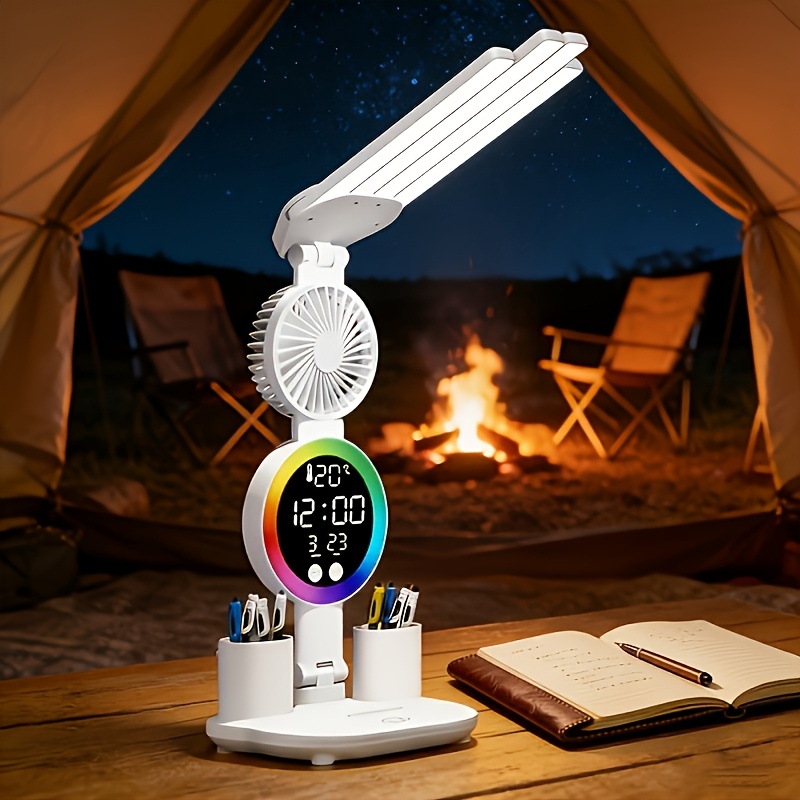 TEMU 2/1pack Smart Touch Led Outdoor Table Lamp, Four-head Adjustable Brightness Eye-protecting Light, And Color Changing Foldable Reading Lamp,