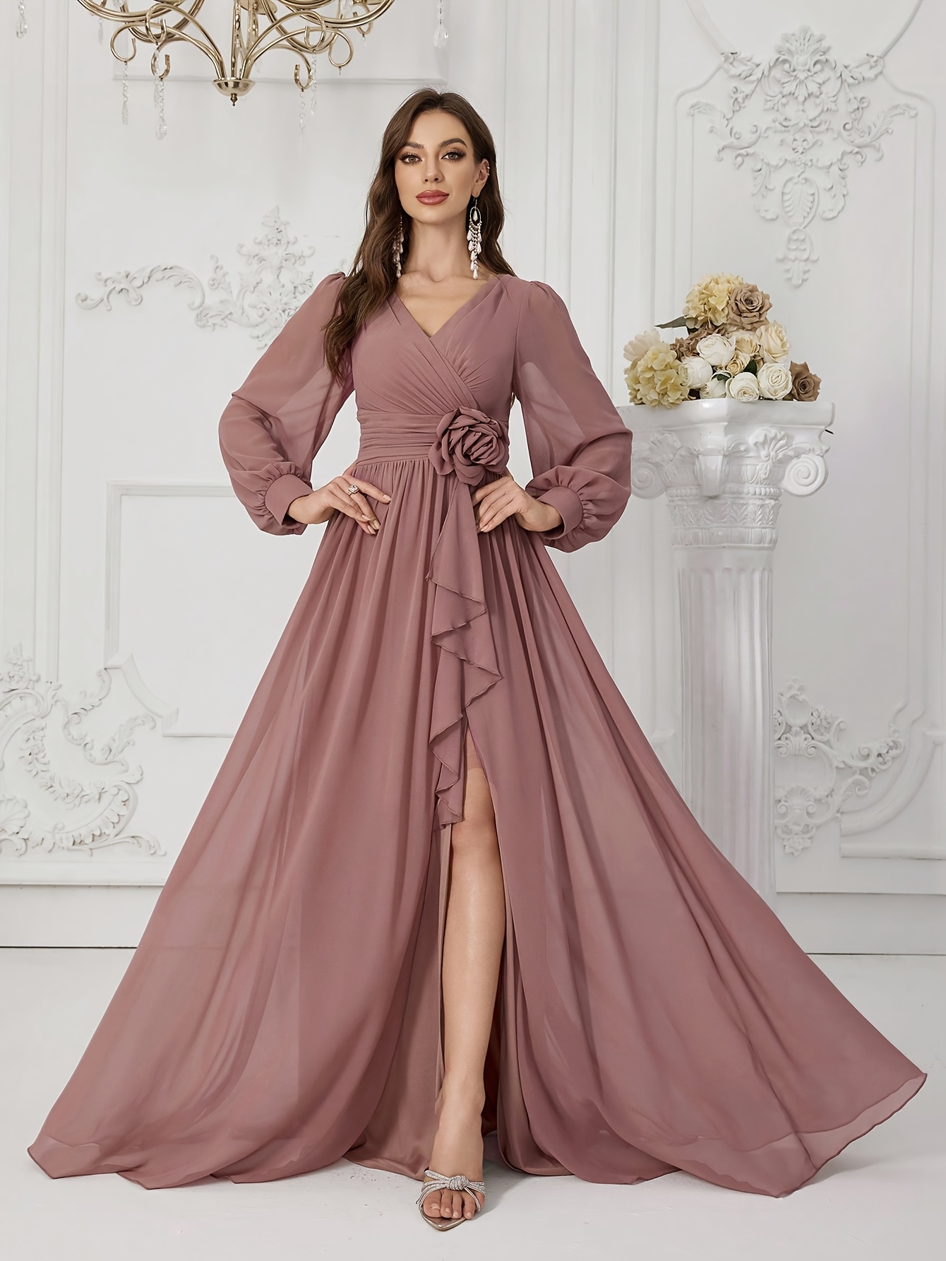 sachin and babi light blue dress Long Sleeve Bridesmaid Dresses main image 1